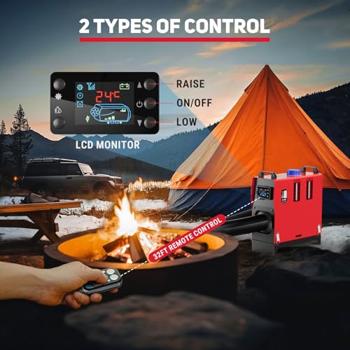 BreAro Diesel Heater 12V, 8KW Diesel Air Heater with 5L/1.3Gal Fuel Tank, All-in-One Portable Diesel Parking Heater with Remote Control & LCD Display, Fast Heating for Car RV Boat Truck Trailer Tent Garage - Image 3