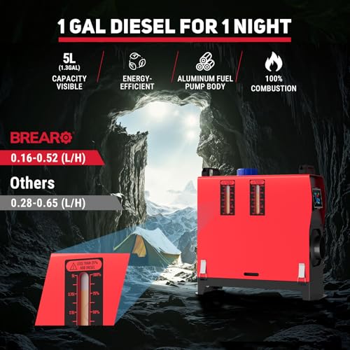 BreAro Diesel Heater 12V, 8KW Diesel Air Heater with 5L/1.3Gal Fuel Tank, All-in-One Portable Diesel Parking Heater with Remote Control & LCD Display, Fast Heating for Car RV Boat Truck Trailer Tent Garage - Image 2