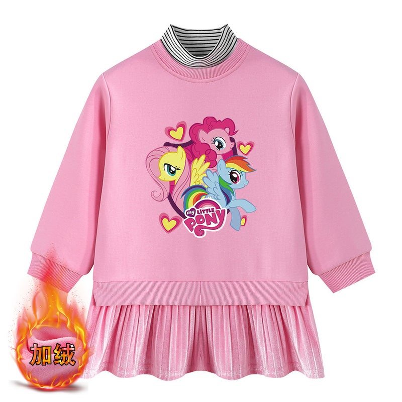 Girls' Dress 2023 New Girls' Fashionable Western Style Sweater Skirt Clothing Children'S Fleece-Lined Skirt - Image 2
