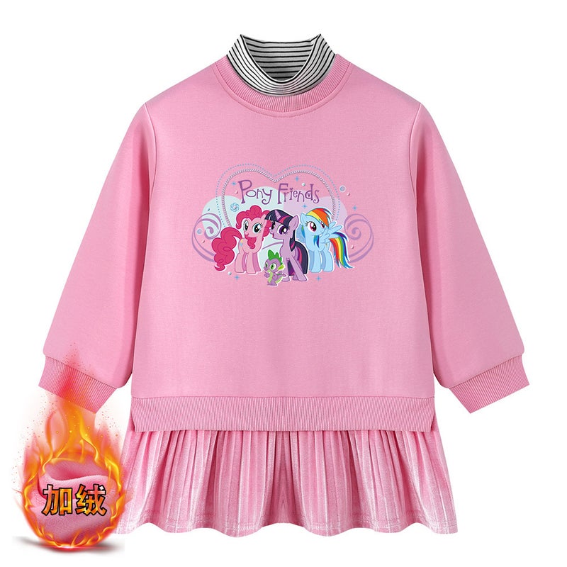 Girls' Dress 2023 New Girls' Fashionable Western Style Sweater Skirt Clothing Children'S Fleece-Lined Skirt - Image 3