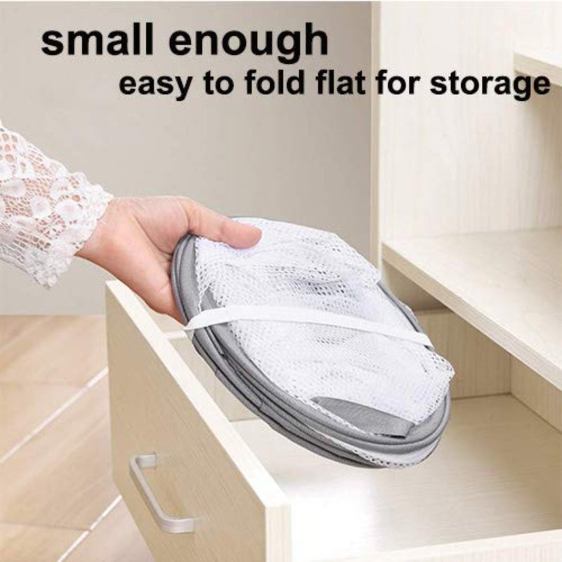 Hanging Dryer 3-Tier Foldable Clothes Rack Grey - Windproof Mesh Drying Rack with Compact Folding Design for Sweaters Delicates Indoor Outdoor Use - Image 5