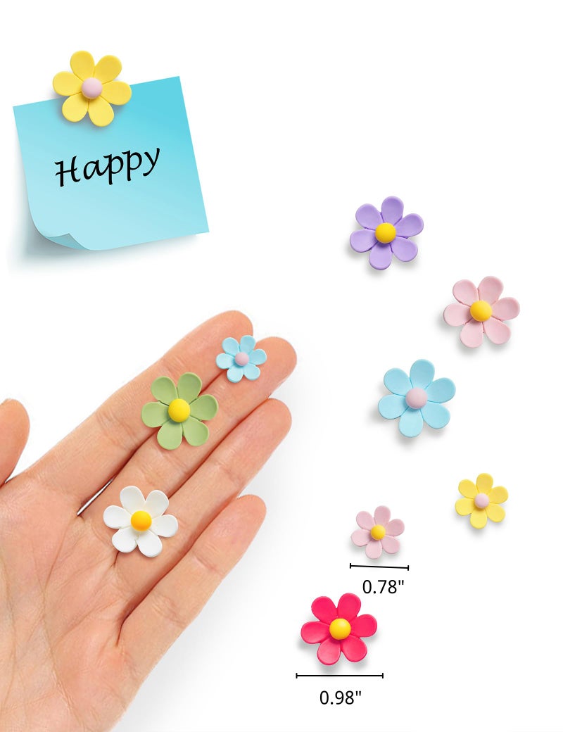 Mymazn Fridge Magnets Cute Refrigerator Magnets Colorful Decorative Magnets Funny 3D Flower Magnet for Office Kitchen Locker 14PCS (7 Small+7 Large) - Image 2