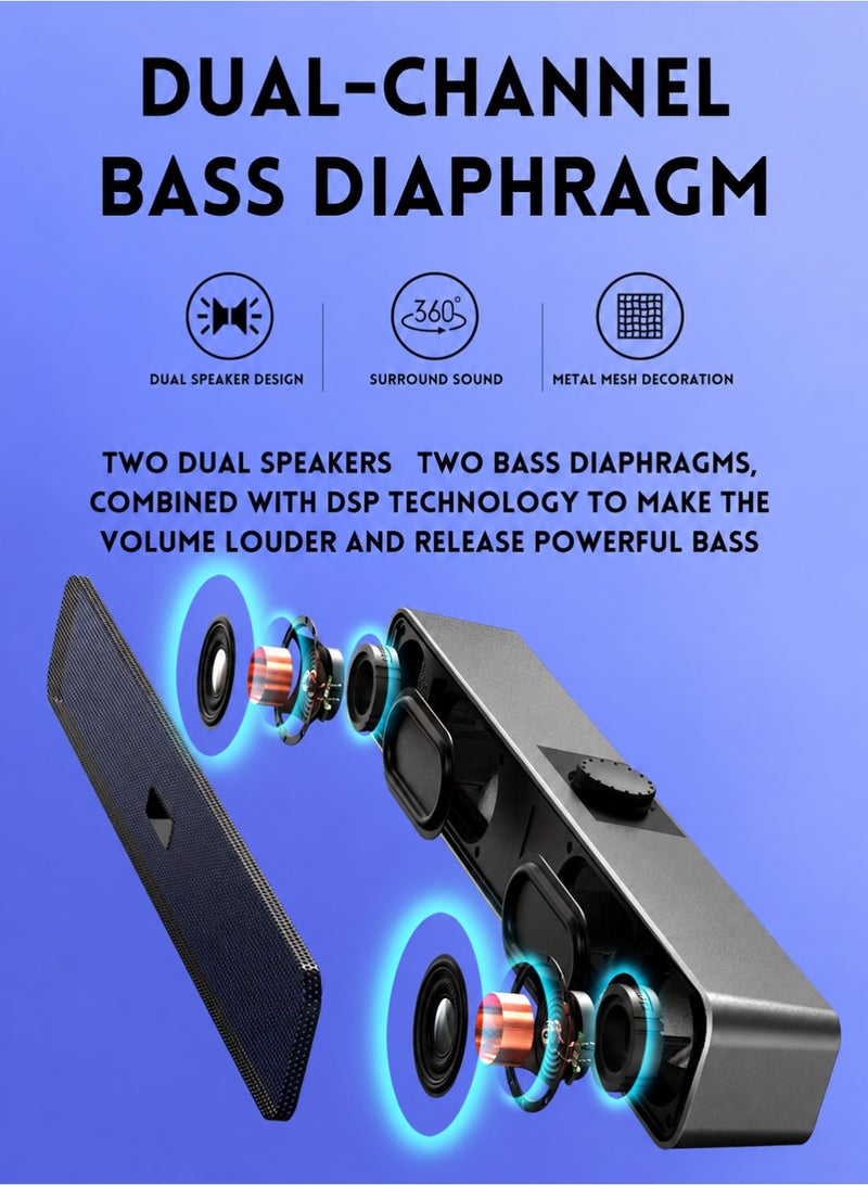 BONKS Computer Speakers with 3.5 mm Aux, Small PC Speakers Powered by USB, Wired USB Desktop Speaker, USB Soundbar for Monitor, Mini Stereo Speaker for PC, Tablets, Laptop, Tablets, Xbox, Plug and Play - Image 4