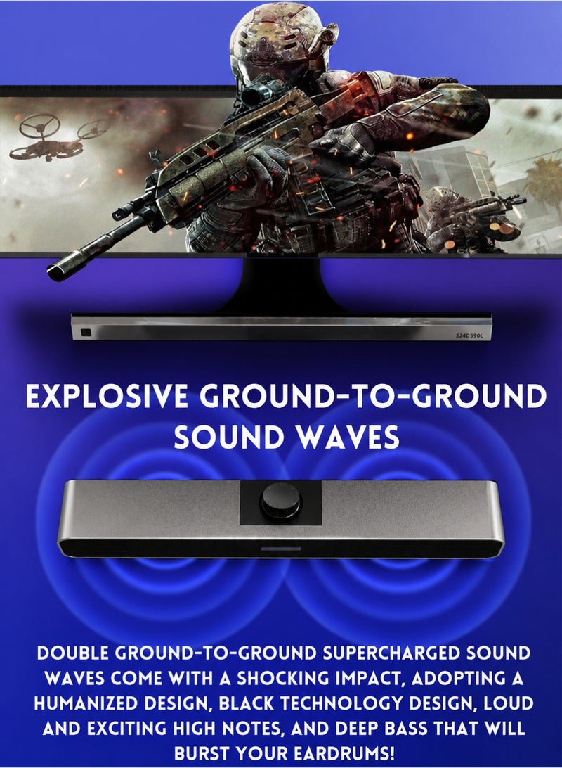 BONKS Computer Speakers with 3.5 mm Aux, Small PC Speakers Powered by USB, Wired USB Desktop Speaker, USB Soundbar for Monitor, Mini Stereo Speaker for PC, Tablets, Laptop, Tablets, Xbox, Plug and Play - Image 5