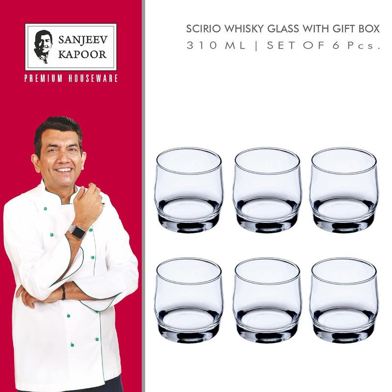 Sanjeev Kapoor Scirio Whisky Glass Set of 6 Pc 310 ml - Image 2