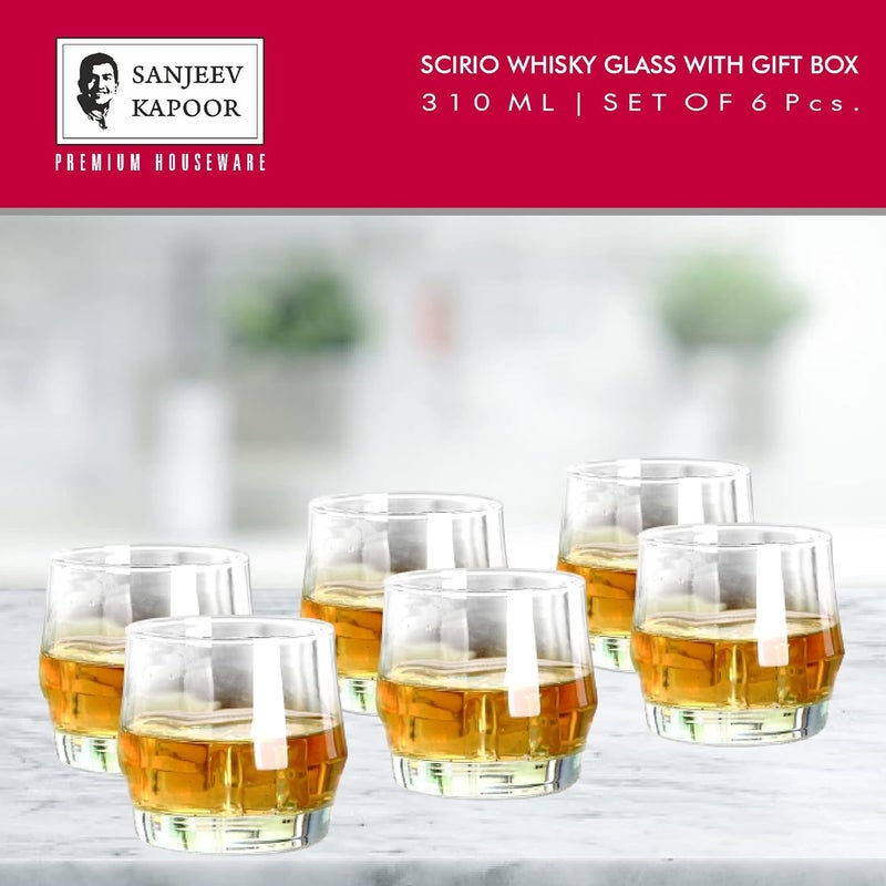 Sanjeev Kapoor Scirio Whisky Glass Set of 6 Pc 310 ml - Image 3