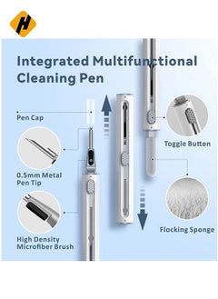 HuHa Cleaner Kit for Airpods Pro 1 2 Multi-Function Cleaning Pen Soft Brush for Bluetooth Earphones Case, Wireless Earphones, Wireless Earbuds Cleaning Tools for Huawei Samsung MI Earbuds-White  - Image 2