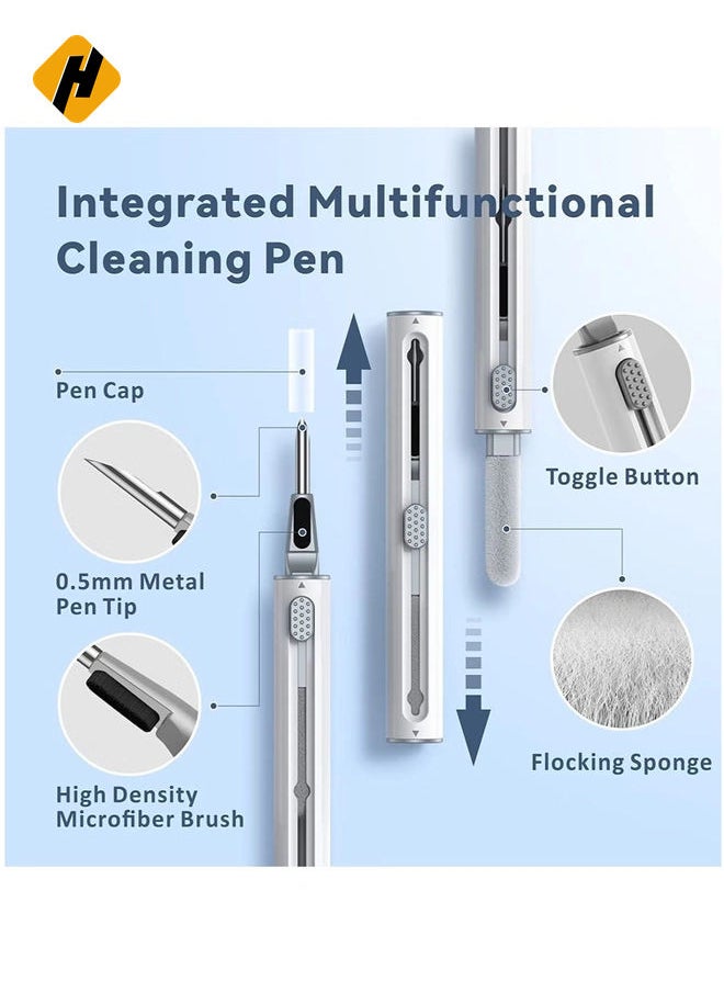 HuHa - Cleaner Kit for Airpods Pro 1 2 Multi-Function Cleaning Pen Soft Brush for Bluetooth Earphones Case, Wireless Earphones, Wireless Earbuds Cleaning Tools for Huawei Samsung MI Earbuds-White - Image 1