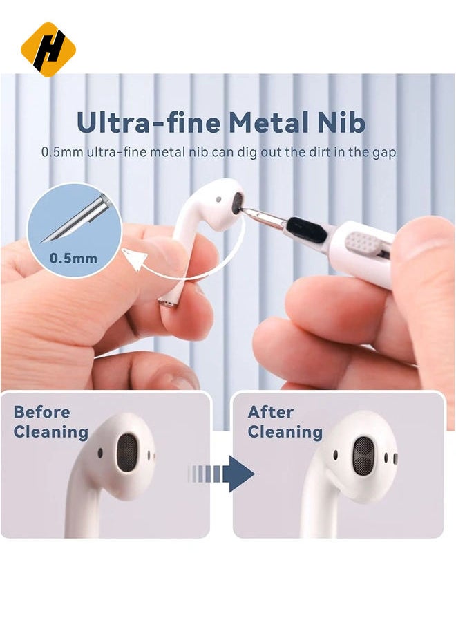HuHa - Cleaner Kit for Airpods Pro 1 2 Multi-Function Cleaning Pen Soft Brush for Bluetooth Earphones Case, Wireless Earphones, Wireless Earbuds Cleaning Tools for Huawei Samsung MI Earbuds-White - Image 1