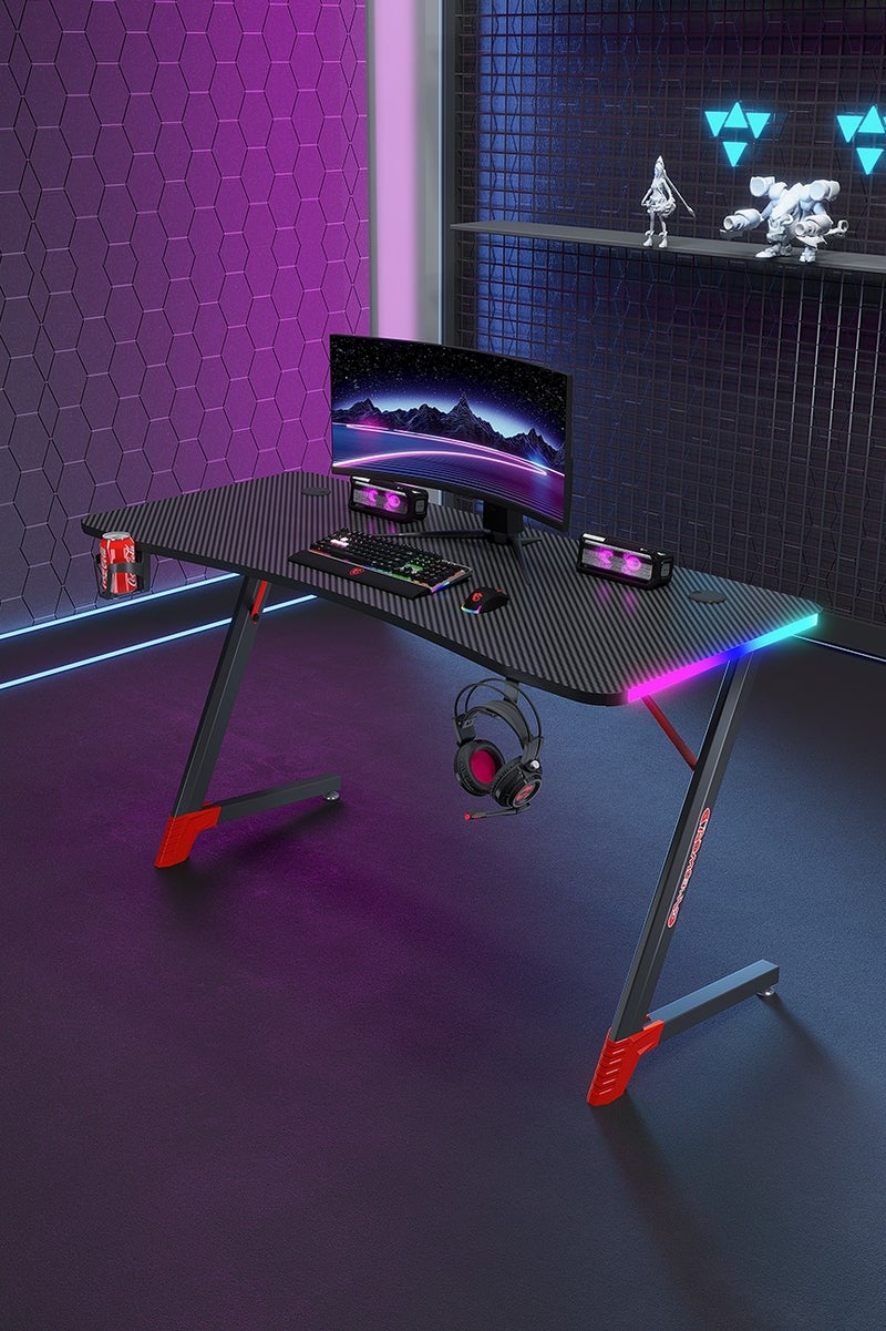 Luttec Gaming Table,Small Gaming Desk,Ergonomic PC Computer Desk,Computer Table with Carbon Fibre Surface, Kids Desk,Writing Study Desk or Home Office Desks,Ideal for Students and Gamers - Image 1
