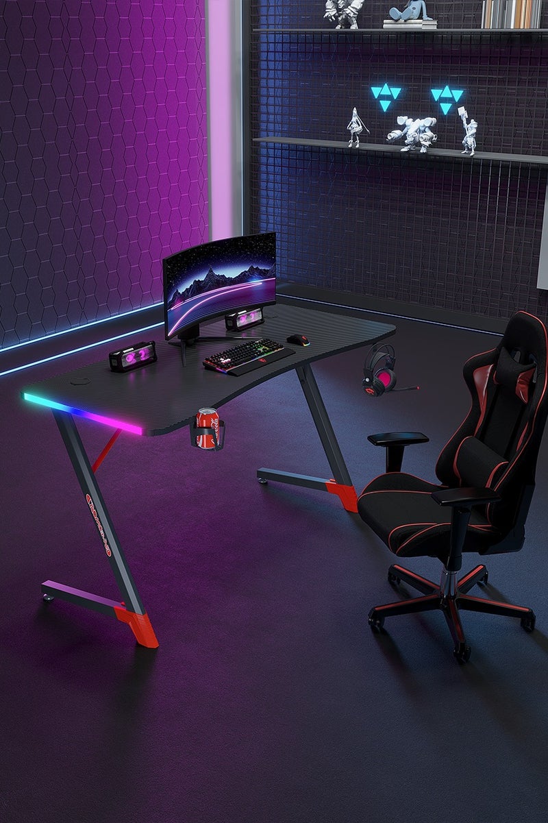 Luttec Gaming Table,Small Gaming Desk,Ergonomic PC Computer Desk,Computer Table with Carbon Fibre Surface, Kids Desk,Writing Study Desk or Home Office Desks,Ideal for Students and Gamers - Image 4