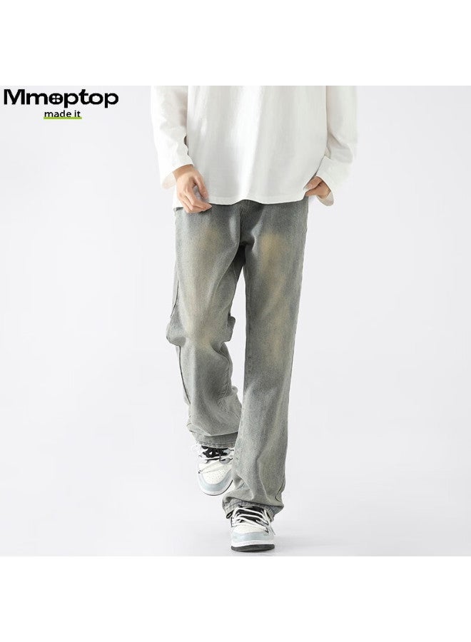 Mmoptop American-style Elastic Micro-bubble Jeans, Autumn And Winter Men's Versatile Straight-leg Slim-fit Trousers, Mnzk24 Black L - Image 5