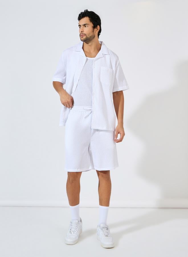 Styli Relaxed Fit Textured Woven Shirt & Shorts Co-Ords  - Image 1