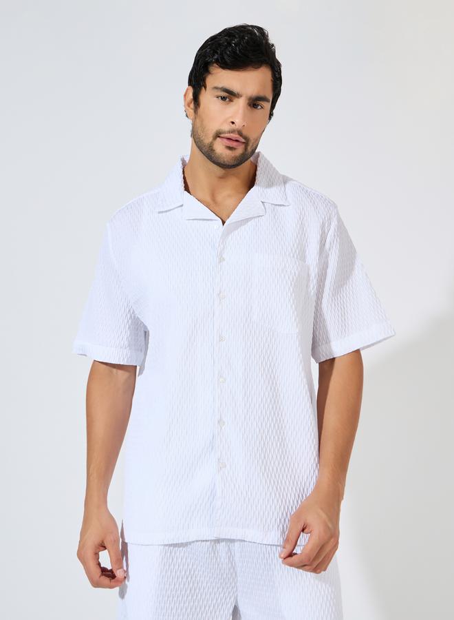 Styli Relaxed Fit Textured Woven Shirt & Shorts Co-Ords  - Image 4