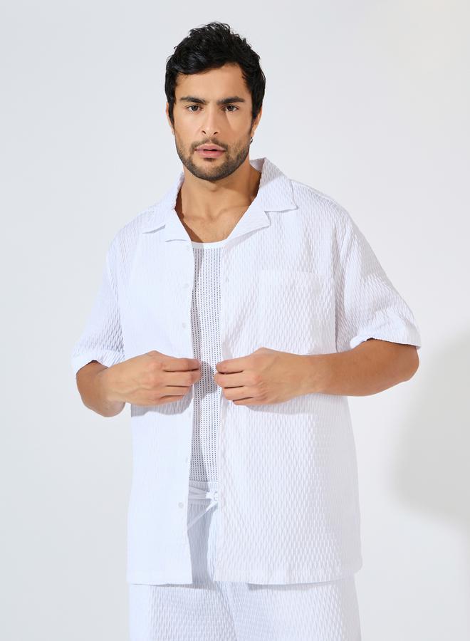 Styli Relaxed Fit Textured Woven Shirt & Shorts Co-Ords  - Image 2