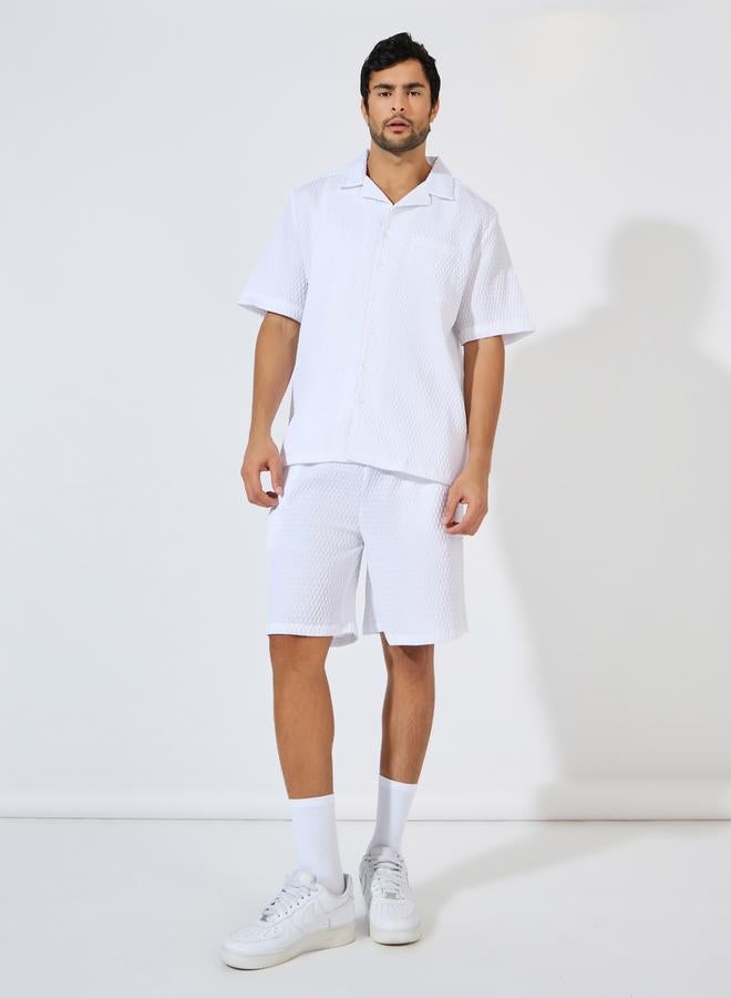 Styli Relaxed Fit Textured Woven Shirt & Shorts Co-Ords  - Image 3