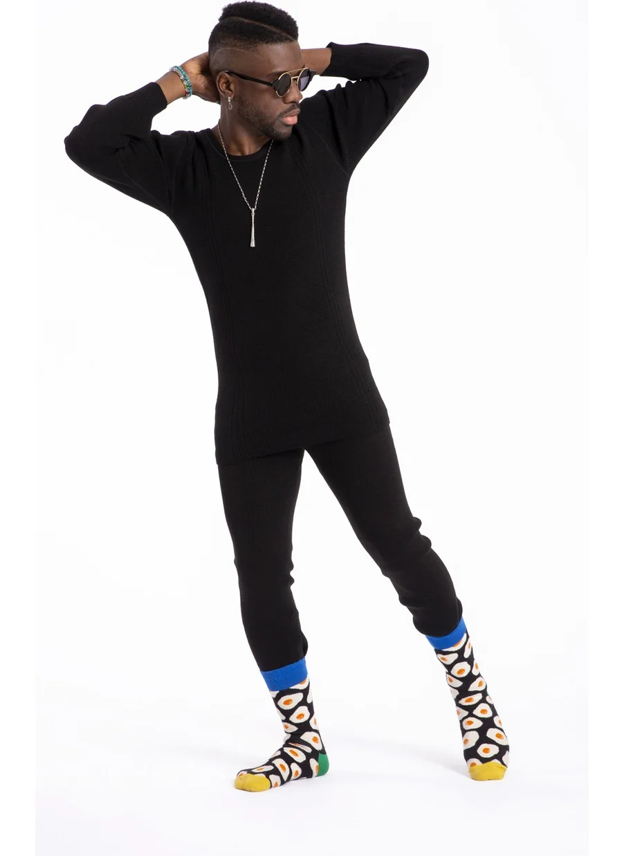 Dertex Men's Long Sleeve Black Underwear Set