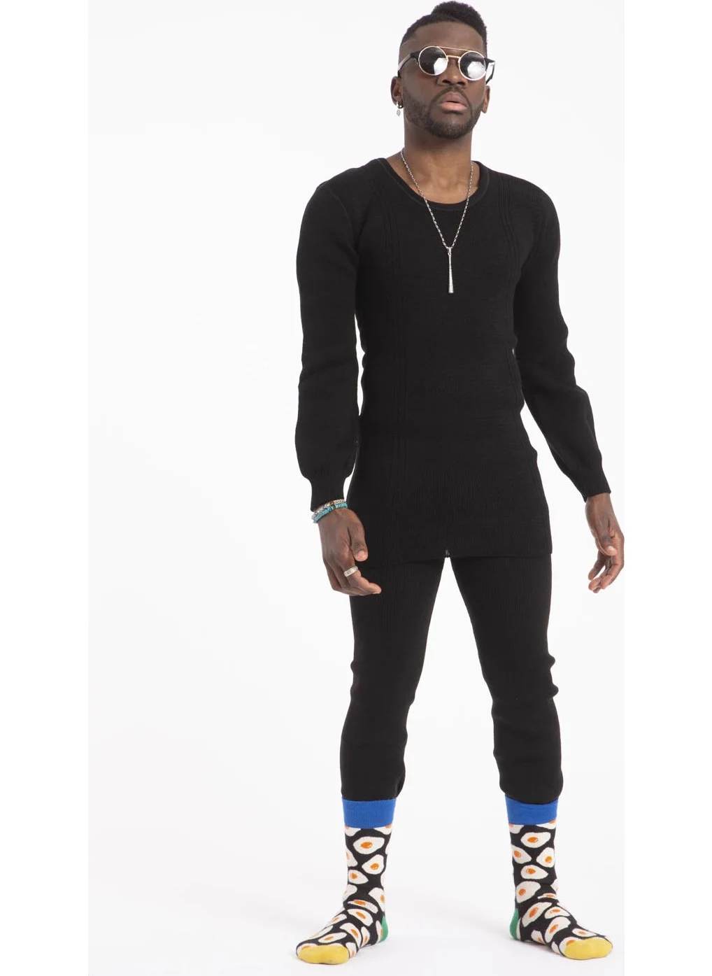 Dertex Men's Long Sleeve Black Underwear Set