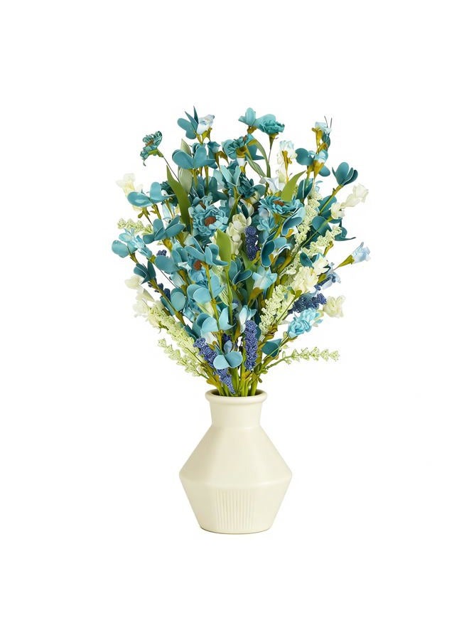Bibelot Artificial Spring Floral Picks 6 Pcs, Blue and White Artificial Flower Stems 18 Inch, Spring Flower Stems for Wedding Centerpieces Home Table Decor - Image 1
