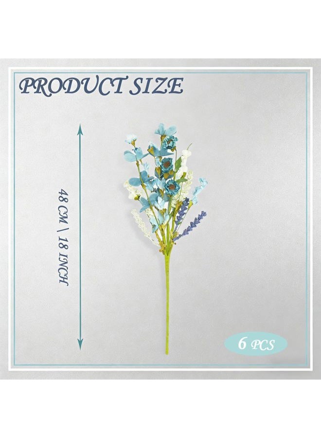 Bibelot Artificial Spring Floral Picks 6 Pcs, Blue and White Artificial Flower Stems 18 Inch, Spring Flower Stems for Wedding Centerpieces Home Table Decor - Image 3