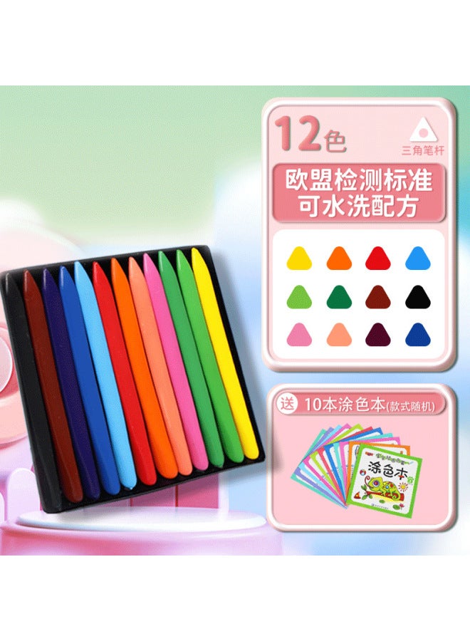 mriya Children's Non-dirty Hand Crayon 36 Color Triangle Plastic Wax Brush Kindergarten Painting Oil Painting Stick Color Brush Washable - Image 1