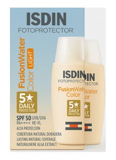 ISDIN Fotoprotector FusionWater Color Light – SPF 50 PA++++ | Lightweight Daily Sun Protection with Natural Coverage