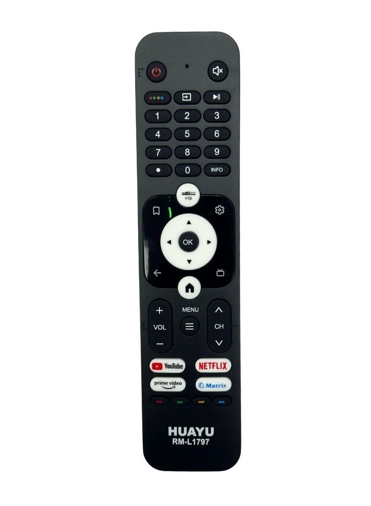 Huayu Remote Control for Haier TV LCD LED with Shortcut Keys Netflix YouTube Prime Video Matrix No Voice Function Model RM-L 1797 - Image 1