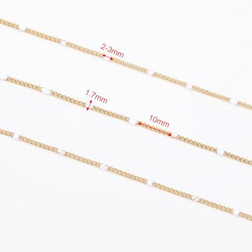 YOUBEIYEE 5 Meters Gold Plated Chain for Jewelry Making Stainless Steel Curb Chain White Enamel Beaded Decoration Craft Chain Roll - Image 3