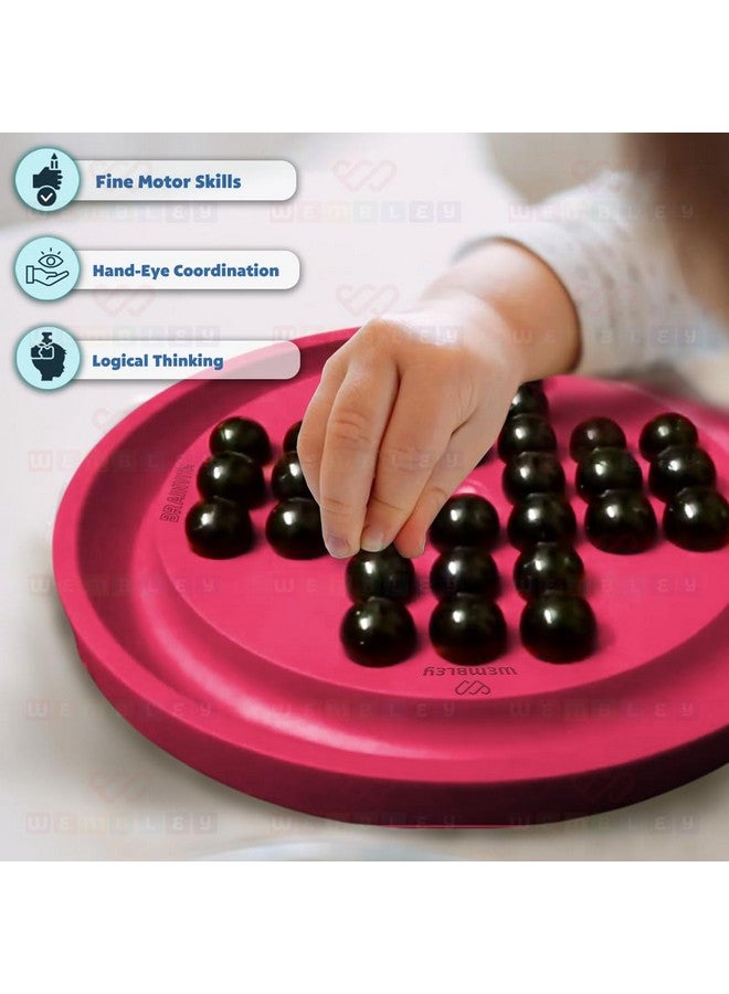 Wembley Brainvita Board Game for Kids 6 7 8 9 10+ Brain Teasing Mind Challenging Senior Mind Game with 32 Marbles & 1 Board Improves Concentration Cognitive Skills - Image 3