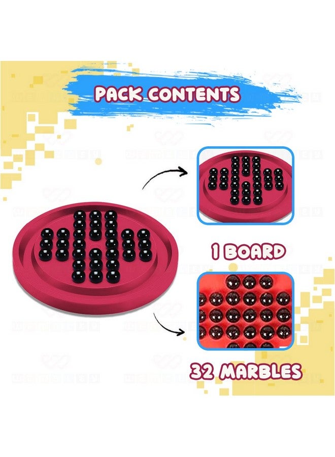 Wembley Brainvita Board Game for Kids 6 7 8 9 10+ Brain Teasing Mind Challenging Senior Mind Game with 32 Marbles & 1 Board Improves Concentration Cognitive Skills - Image 5