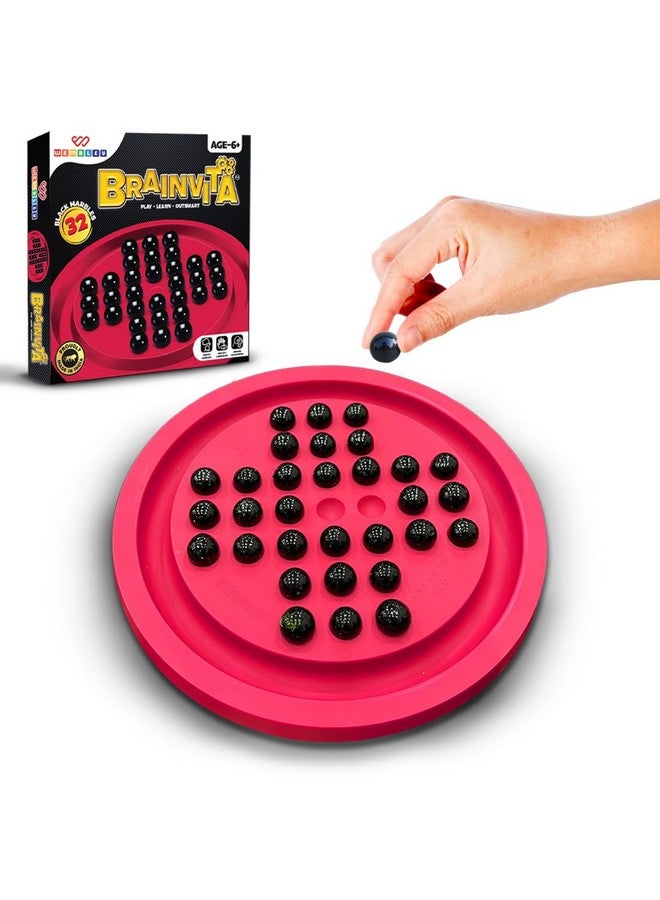 Wembley Brainvita Board Game for Kids 6 7 8 9 10+ Brain Teasing Mind Challenging Senior Mind Game with 32 Marbles & 1 Board Improves Concentration Cognitive Skills - Image 1
