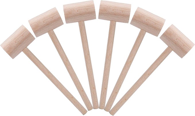 6 PACK WOODEN CRAB MALLETS SEAFOOD LOBSTER SHELLFISH CRACKER NATURAL HARDWOOD HAMMER