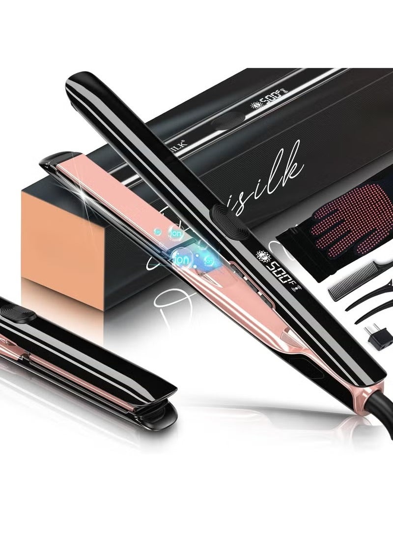 Generic Ceramic Hair Straightener, 2 in 1 Hair Straighteners and Curlers with Ceramic Coating for Smooth Glide, Up to 260°C, Lasting Results for Curl/Wave/Straighten Hair  - Image 1