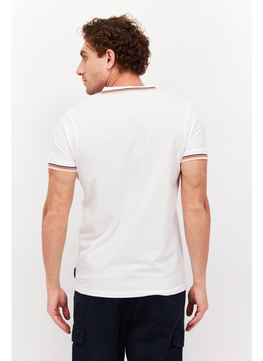 CROSSHATCH - Men Regular Fit Short Sleeve Brand Logo Polo Shirt, White - Image 1