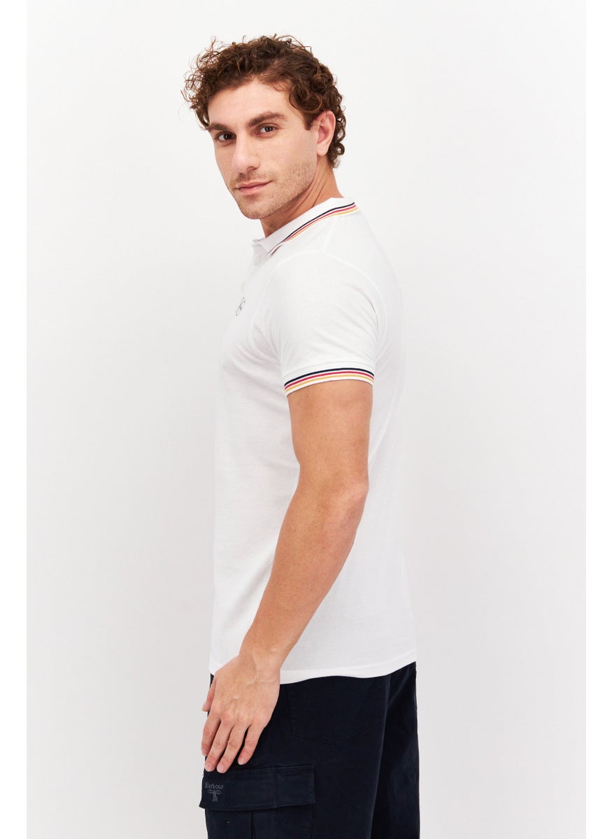 CROSSHATCH - Men Regular Fit Short Sleeve Brand Logo Polo Shirt, White - Image 1
