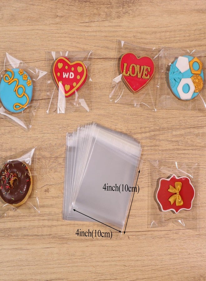 TEMLQPACK100Pcs 4”x4” Inch Self - Sealing Clear Cellophane Bags for Cookies, Macarons, Soap, Chocolate Truffles, Candy - Ideal for Wedding Shower, Birthday Party Favors”。 - Image 2