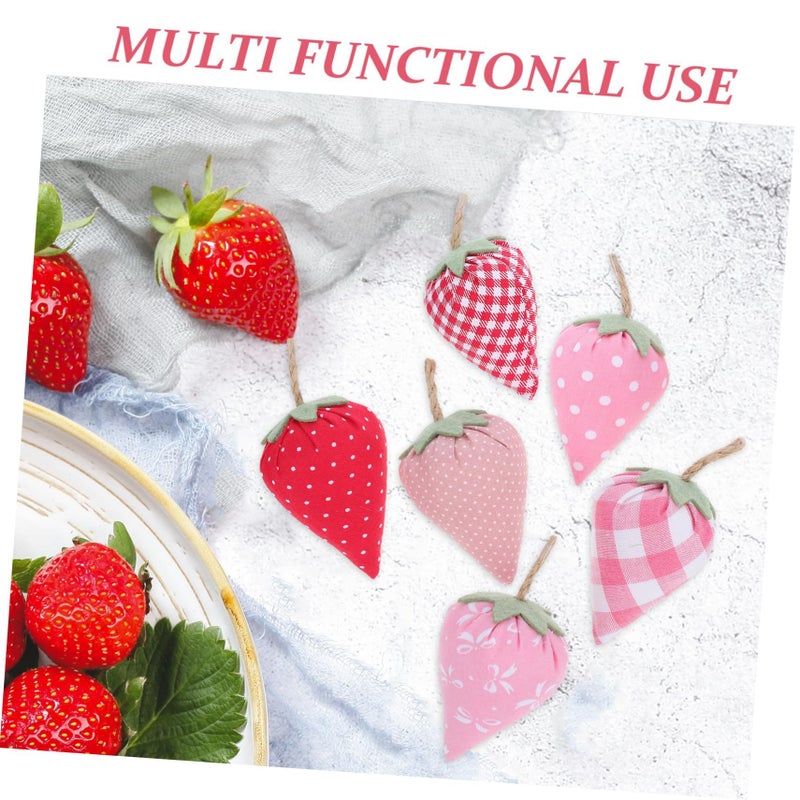 6 Pieces Artificial Fabric Strawberry Ornament Lifelike Faux Strawberry Decor for Home - Image 4