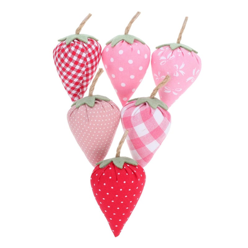 6 Pieces Artificial Fabric Strawberry Ornament Lifelike Faux Strawberry Decor for Home - Image 2