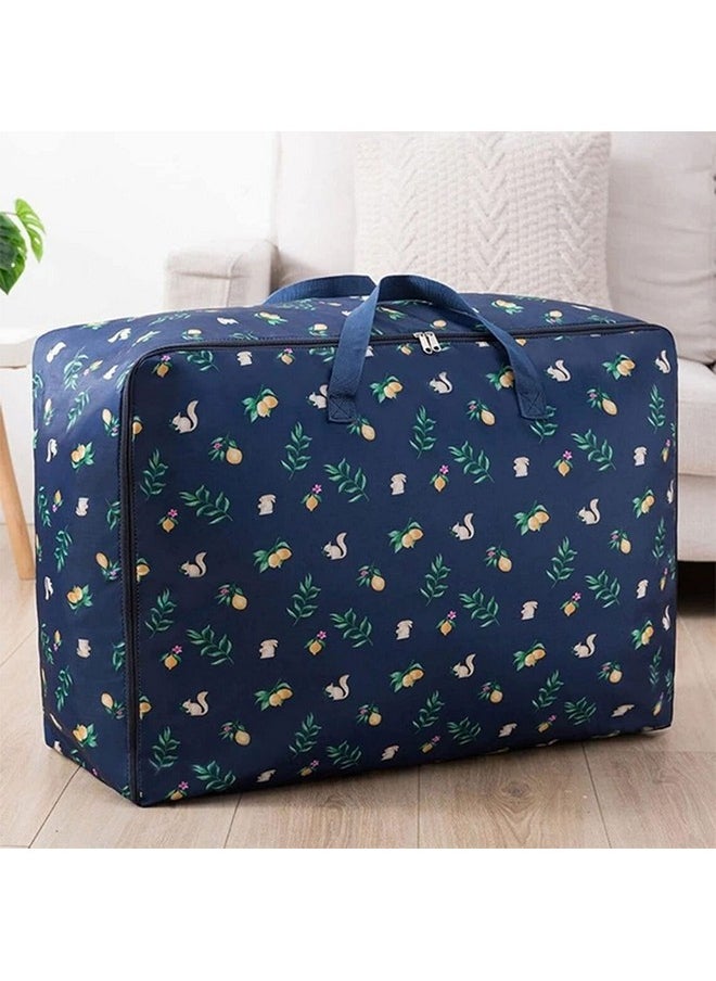 FORKLS FORKLS Fabric 105L Large Storage Bags Waterproof Clothes Duvet Storage Bag With Zips, Foldable Organizer For Bedding Quilt Blankets Clothing, Moisture Proof Moving Travel Duffel Bag (Blue Quirrel)  - Image 1