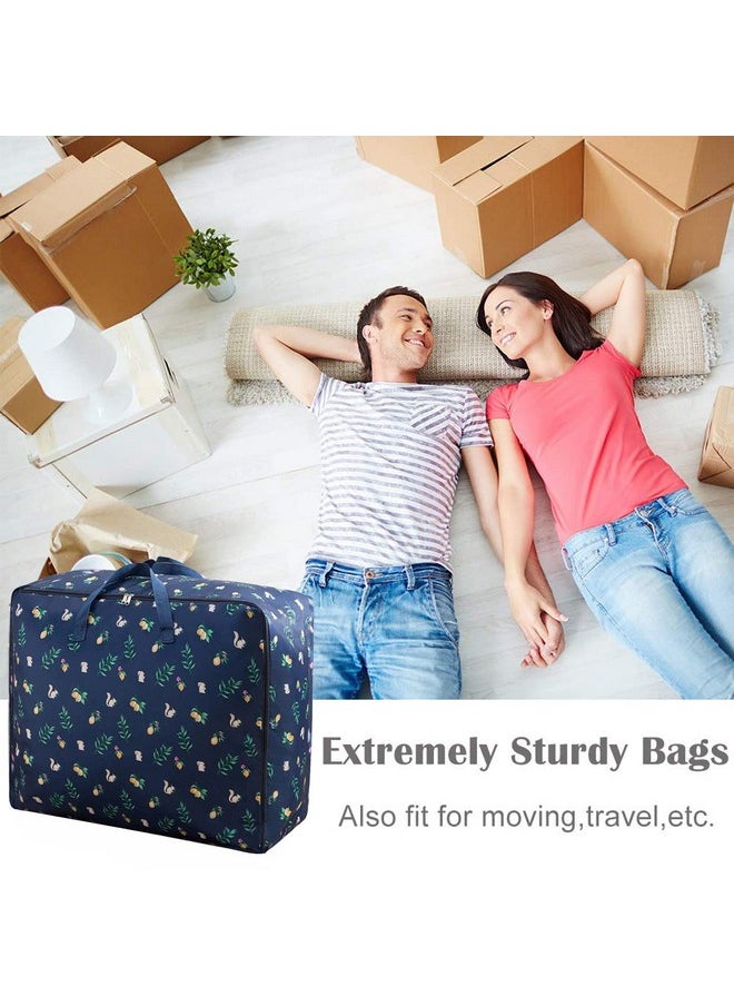 FORKLS FORKLS Fabric 105L Large Storage Bags Waterproof Clothes Duvet Storage Bag With Zips, Foldable Organizer For Bedding Quilt Blankets Clothing, Moisture Proof Moving Travel Duffel Bag (Blue Quirrel)  - Image 4