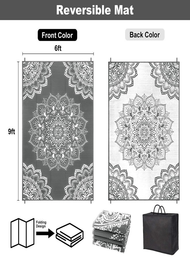 Yamaziot Waterproof Outdoor Rug 6x9 ft, Reversible Plastic Straw Rug for Patio Clearance, Camping, RV Mat, Large Outside Rug Carpet for Porch, Deck, Backyard, Balcony, Picnic (Grey) - Image 2