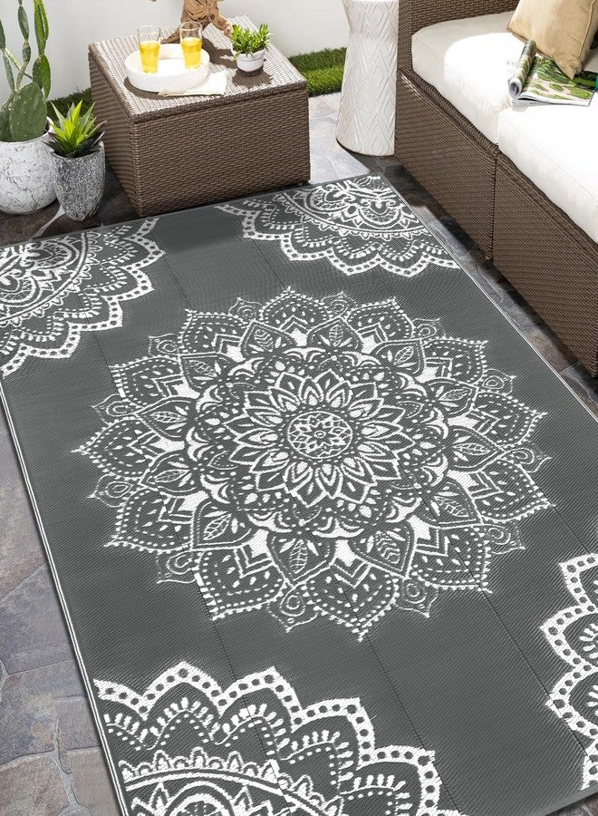 Yamaziot Waterproof Outdoor Rug 6x9 ft, Reversible Plastic Straw Rug for Patio Clearance, Camping, RV Mat, Large Outside Rug Carpet for Porch, Deck, Backyard, Balcony, Picnic (Grey) - Image 1