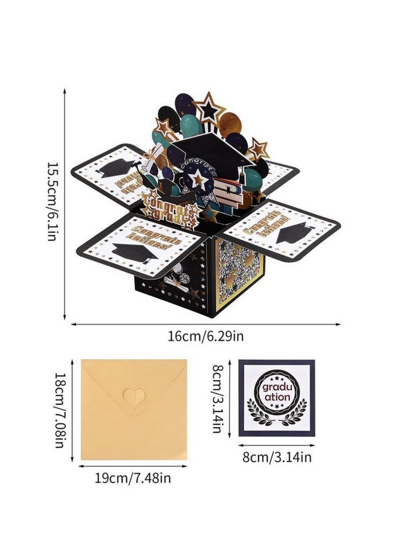 3D التخرج بطاقة المعايدة البوب البوب أتمنى بطاقة المعايدة المغلف الدكتور كاب بالون ستار بطاقة الزخرفية جامعة ماجستير دكتوراه - Image 4