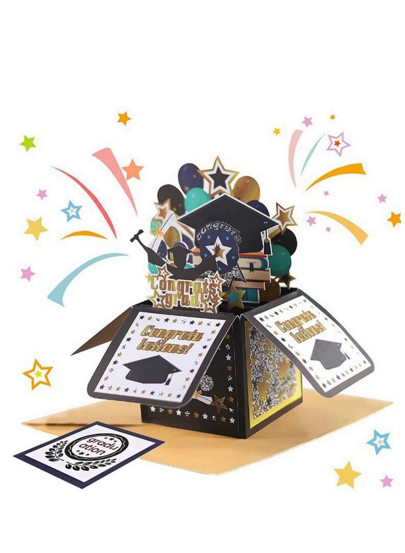 3D التخرج بطاقة المعايدة البوب البوب أتمنى بطاقة المعايدة المغلف الدكتور كاب بالون ستار بطاقة الزخرفية جامعة ماجستير دكتوراه - Image 2