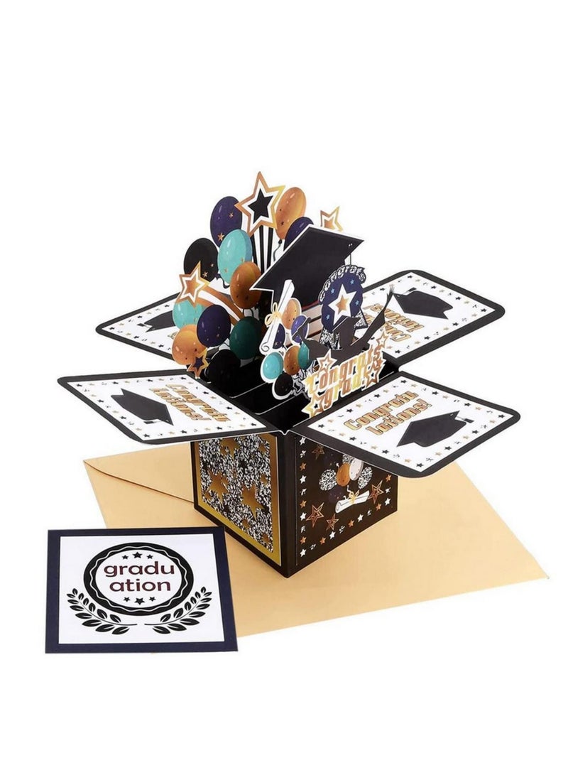 3D التخرج بطاقة المعايدة البوب البوب أتمنى بطاقة المعايدة المغلف الدكتور كاب بالون ستار بطاقة الزخرفية جامعة ماجستير دكتوراه - Image 3