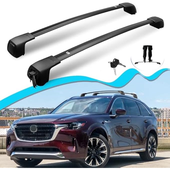 rayihni Lockable Roof Racks Cross Bars for Mazda CX90 & CX-90 PHEV 2024 2025, 165LBS Anti-Theft Cross Bars, Cross Rails for Rooftop Cargo & Outdoor Gear Accessories - Image 1