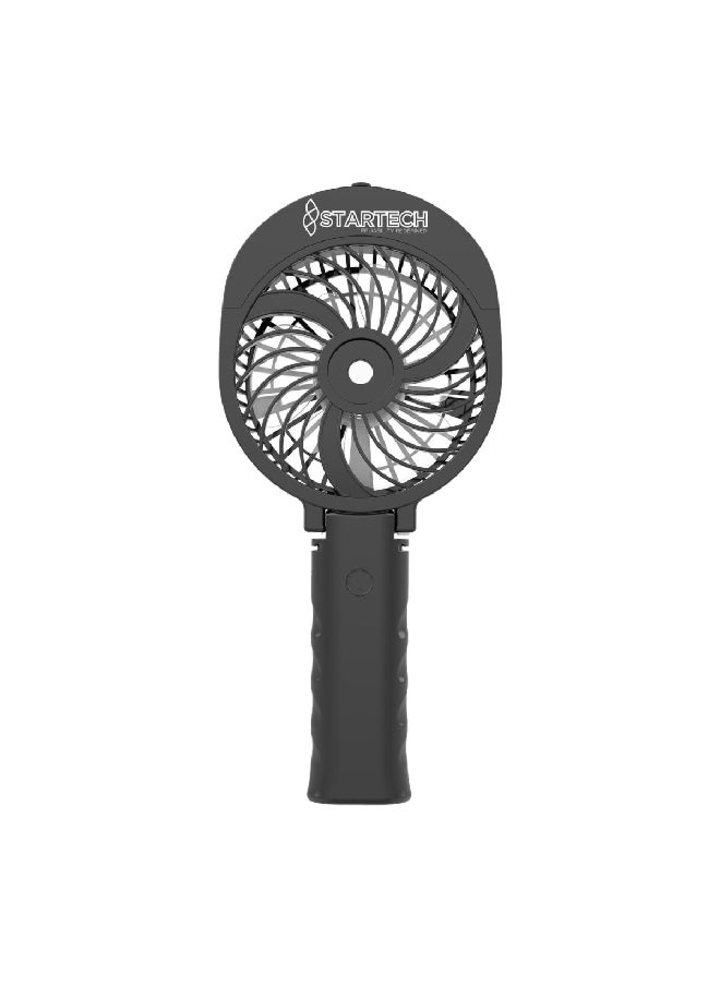 StarTech - 3.5W 3-Speed Portable Foldable Handheld Rechargeable Misting Fan with Clip Black 18 x 10 x 4.2 cm HF311 - Image 1