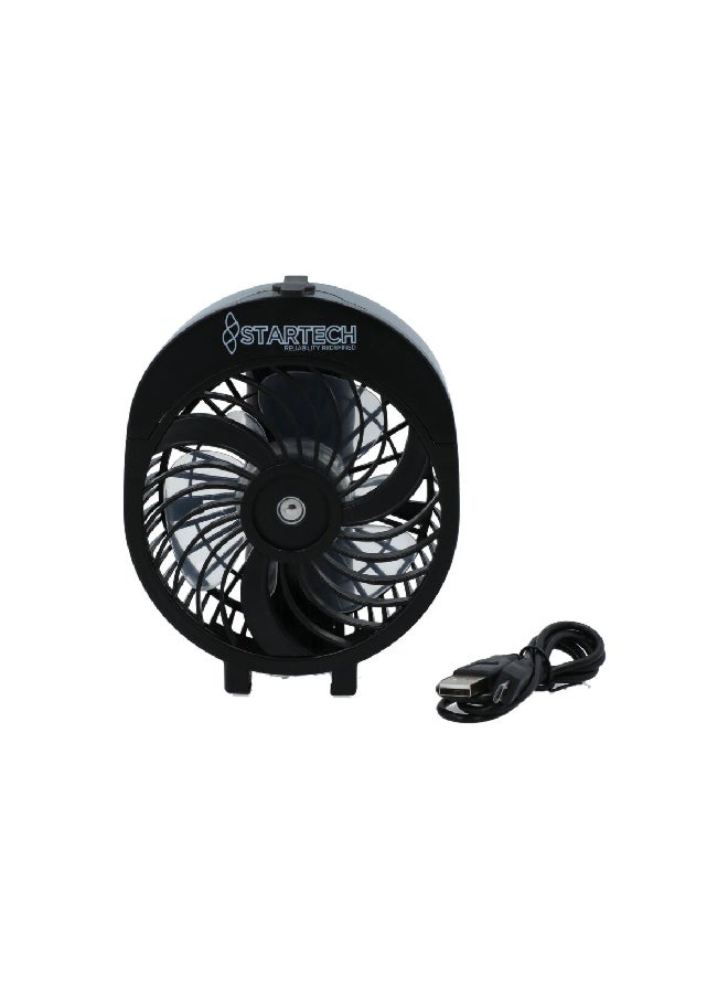 StarTech - 3.5W 3-Speed Portable Foldable Handheld Rechargeable Misting Fan with Clip Black 18 x 10 x 4.2 cm HF311 - Image 1