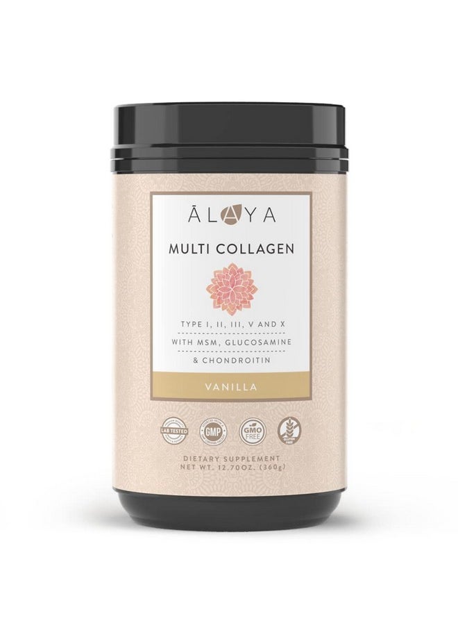 Alaya Naturals - Alaya Multi Collagen Powder Type I Ii Iii V X Hydrolyzed Collagen Peptides Protein Powder Supplement With Msm + Gc (Vanilla) - Image 1