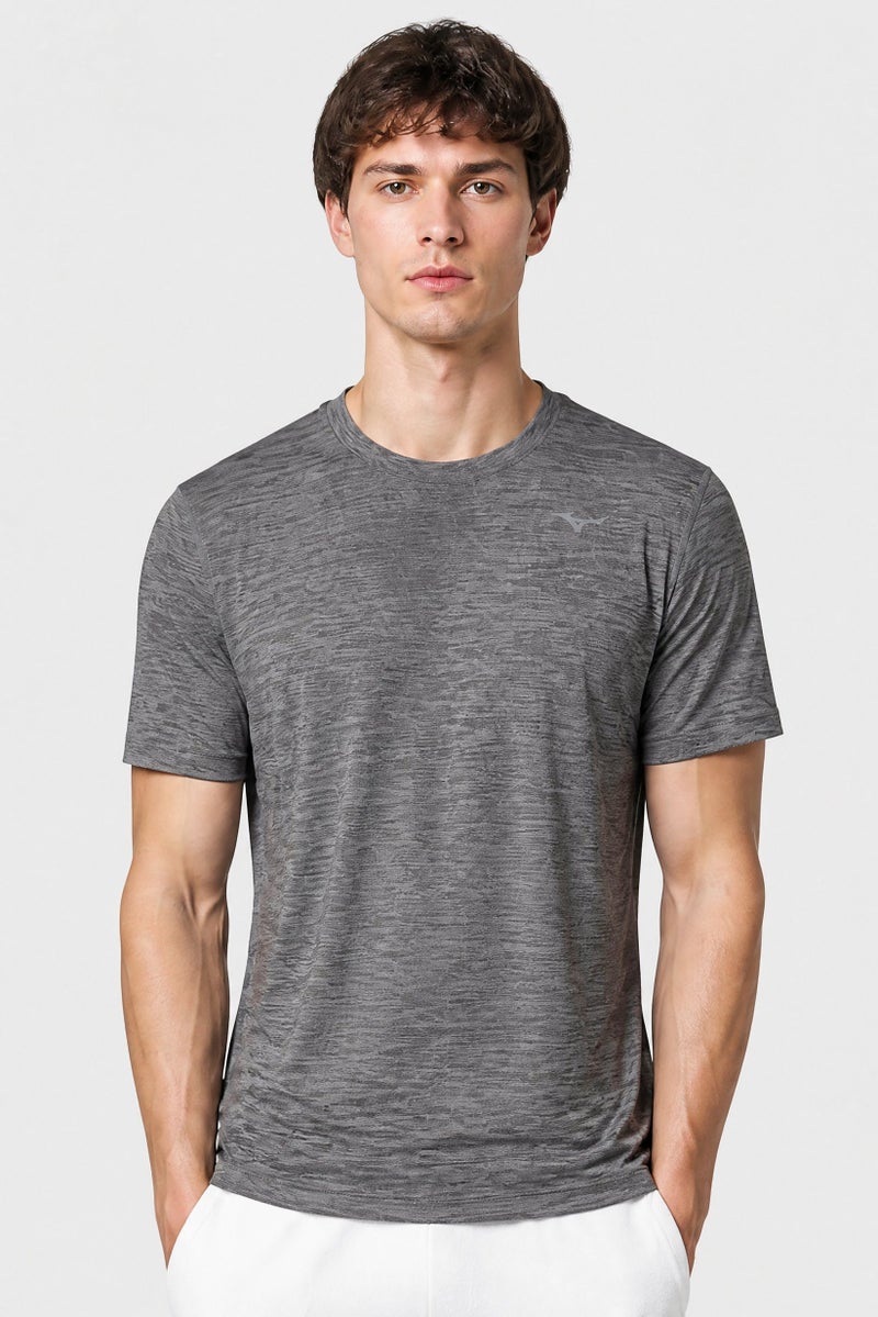 Mizuno Men Sportswear Fit Short Sleeve Training T-Shirt, Heather Grey - Image 1